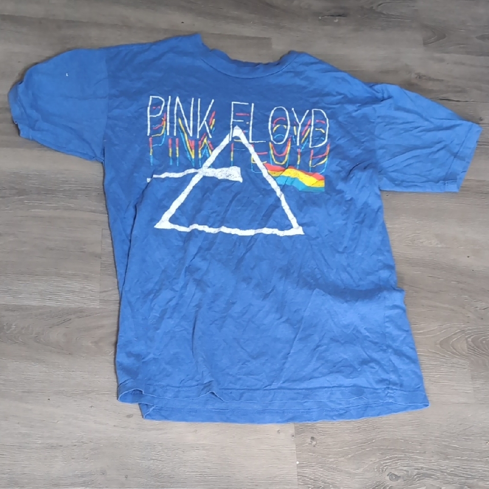 Pink Floyd Blue Tee with Rainbow Design